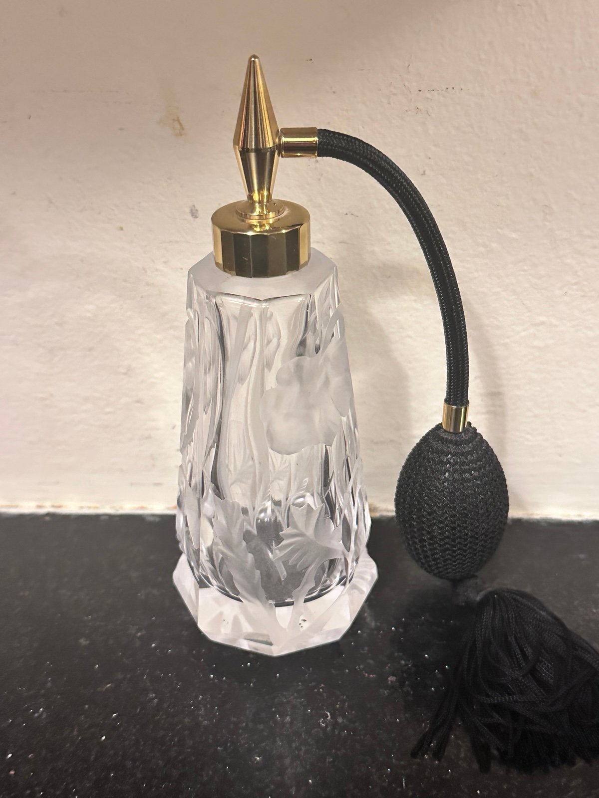 I.W. Rice & Co. Crystal Perfume Bottle with Atomizer