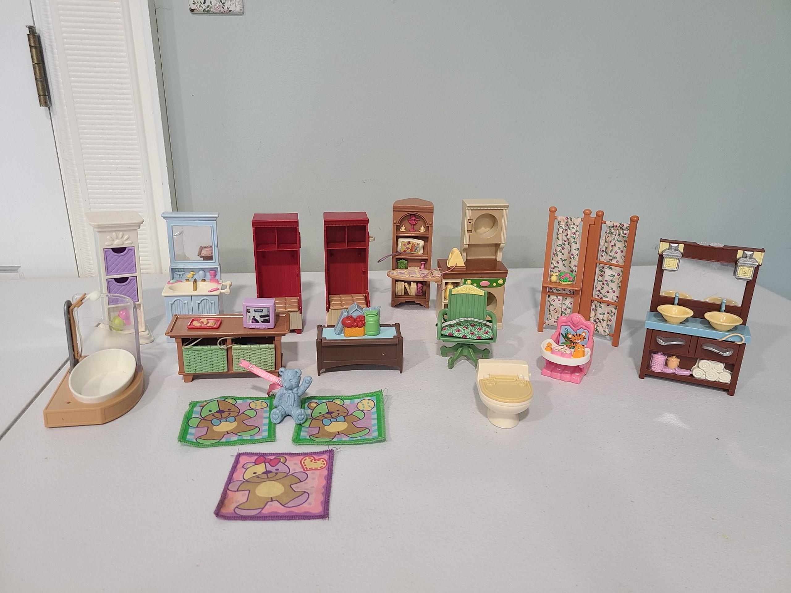 Fisher Price Loving Family Furniture Lot Bedroom Bathroom Laundry Room Toys