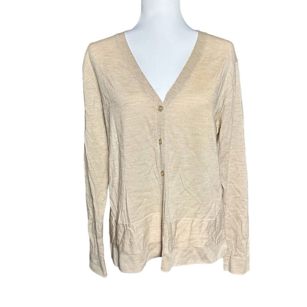 NWT Bridge & Lord Size Large Tan Cardigan - Australian Merino Wool - So Soft!