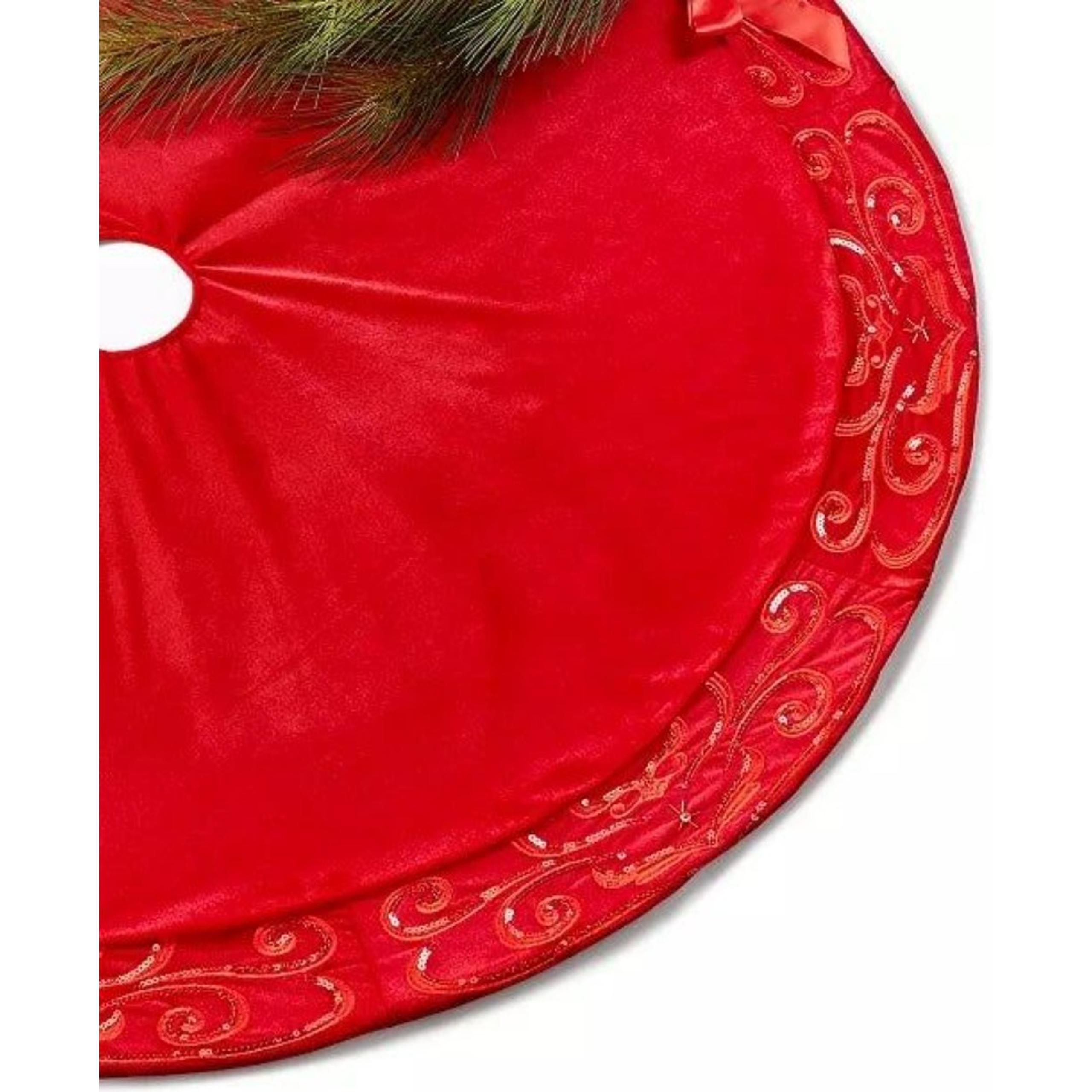 HOLIDAY LANE Red Sequin Border Tree Skirt