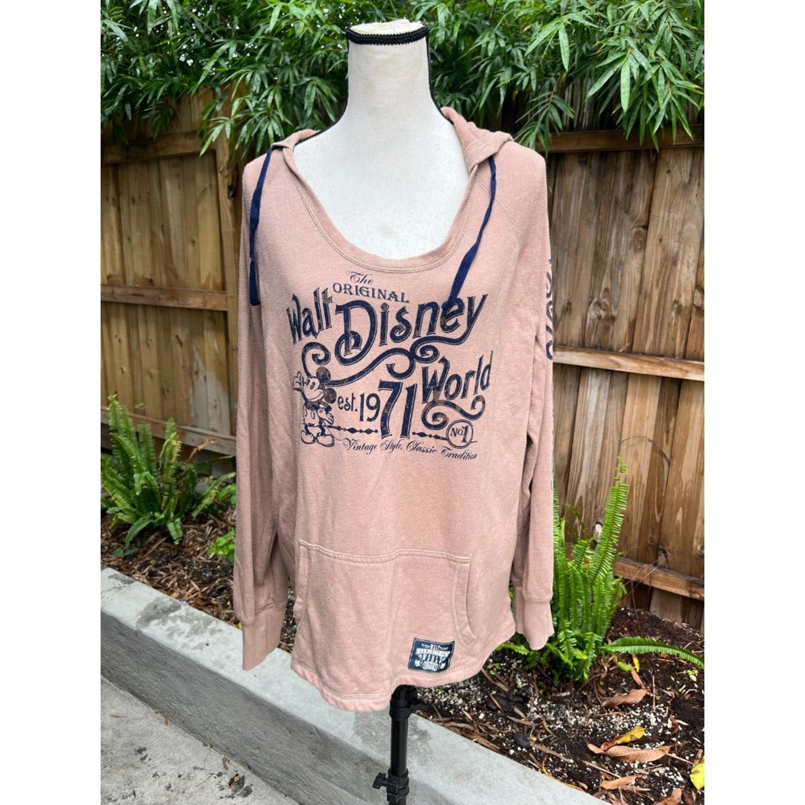 Original Walt Disney World Sz XL Brown EST 1971 Mickey Mouse Retro Style Hoodie