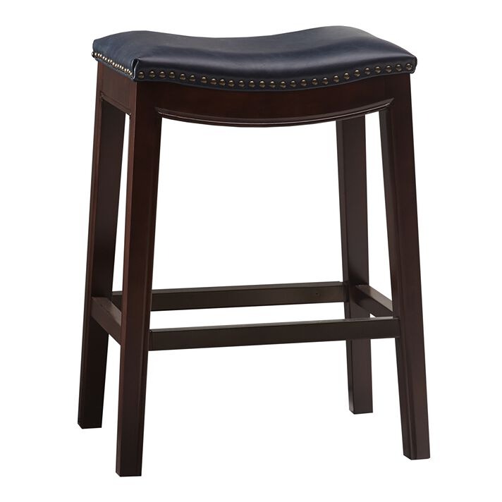 Mystic Saddle Backless Upholstered Counter Stool - color: Navy