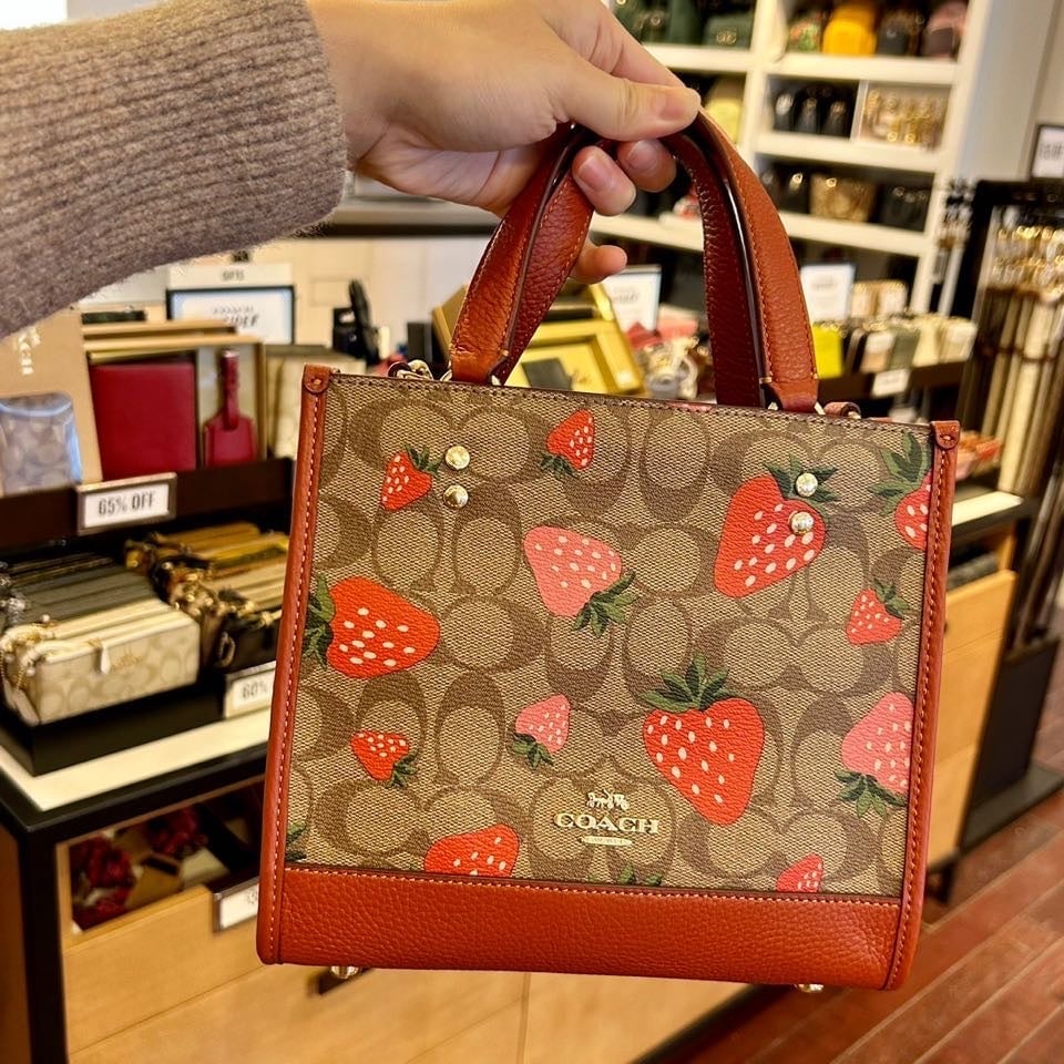 NWT！COACH DEMPSEY TOTE 22 IN SIGNATURE WITH WILD STRAWBERRY（CH324）holiday gift
