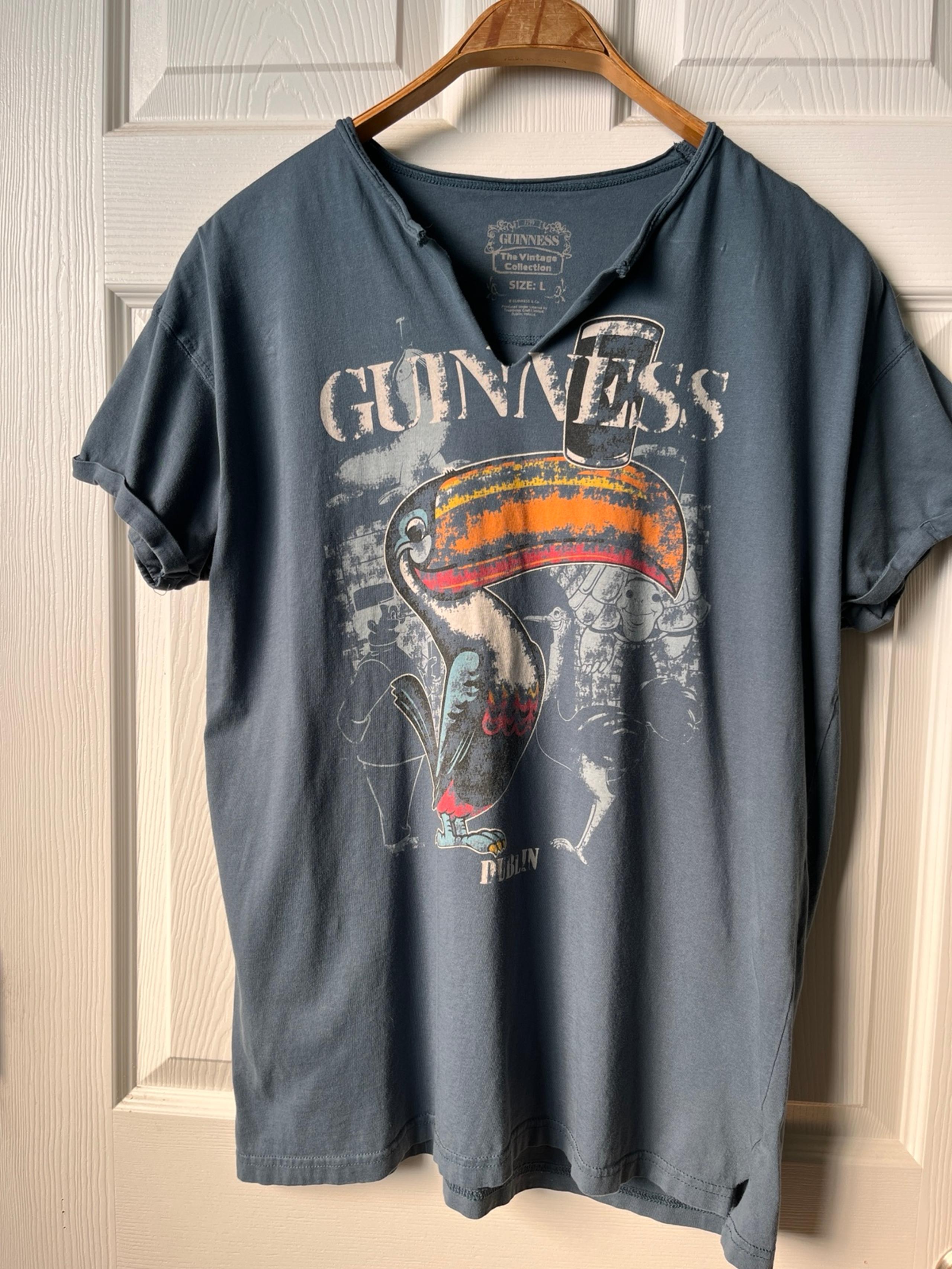 Guinness Large Beer Dublin Shirt Toucan teal blue women’s tshirt