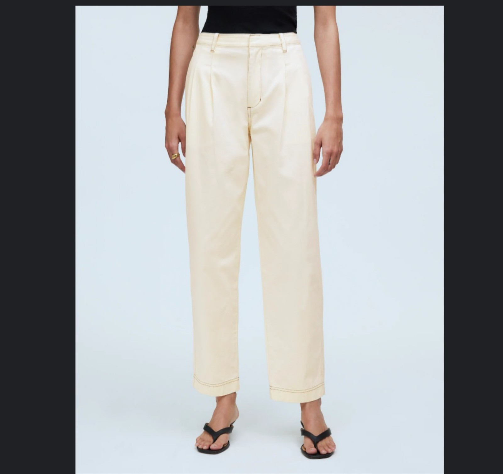 New Madewell Pleated Straight Heavyweight Chino Pants sz 12 cream Marlow white