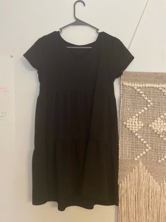 black dress black v neck babydoll dres