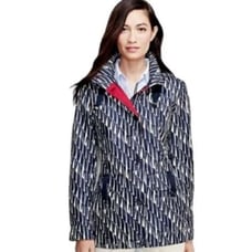 Land's End geometric polyester hooded rain coat, sz M