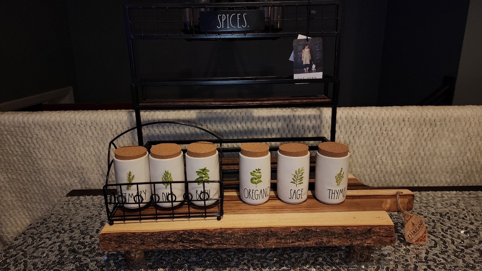 Rae Dunn SPICES & set of 6 spice jars