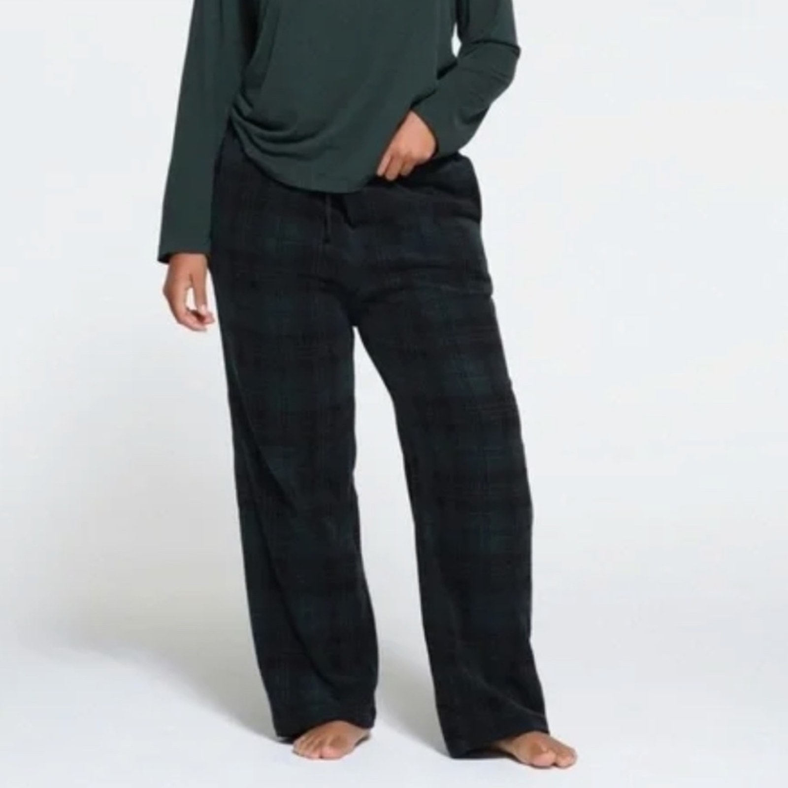 Skims Green Plaid Pajama Unisex Pants