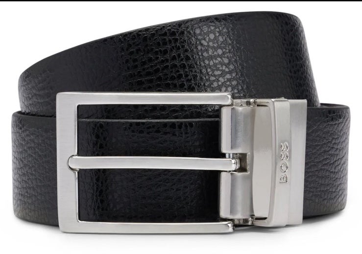 Hugo Boss 50447116 Reversible Belt in Structured Smooth Italian Leather