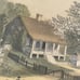 Vintage Currier & Ives American Homestead Spring Litho Print Framed Under Glass