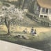 Vintage Currier & Ives American Homestead Spring Litho Print Framed Under Glass