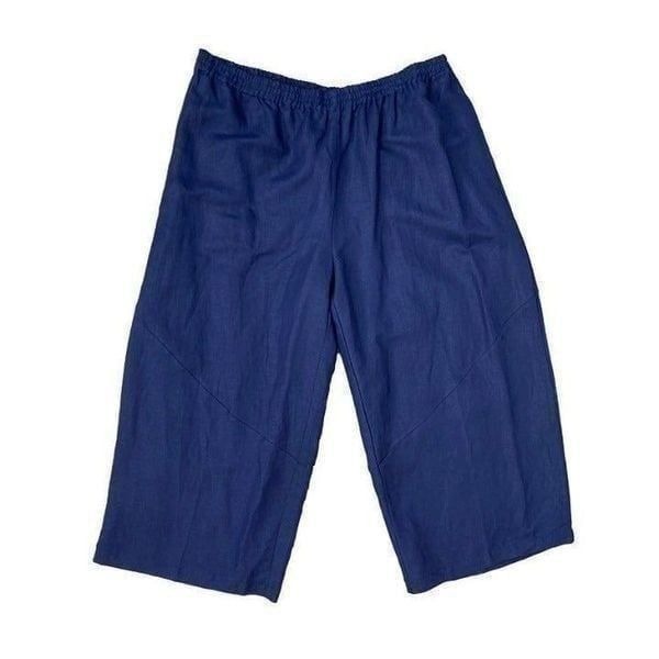 Tara Vao 3X Navy Edna Pants Linen Cropped Art To Wear Lagenlook