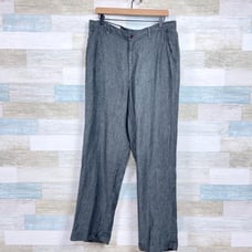 Orvis Linen Walking Pant Gray Flat Front Cuffed Lightweight Trouser Mens 34x31