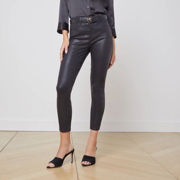 L’agence Margot Coated Skinny Jean in black size 30