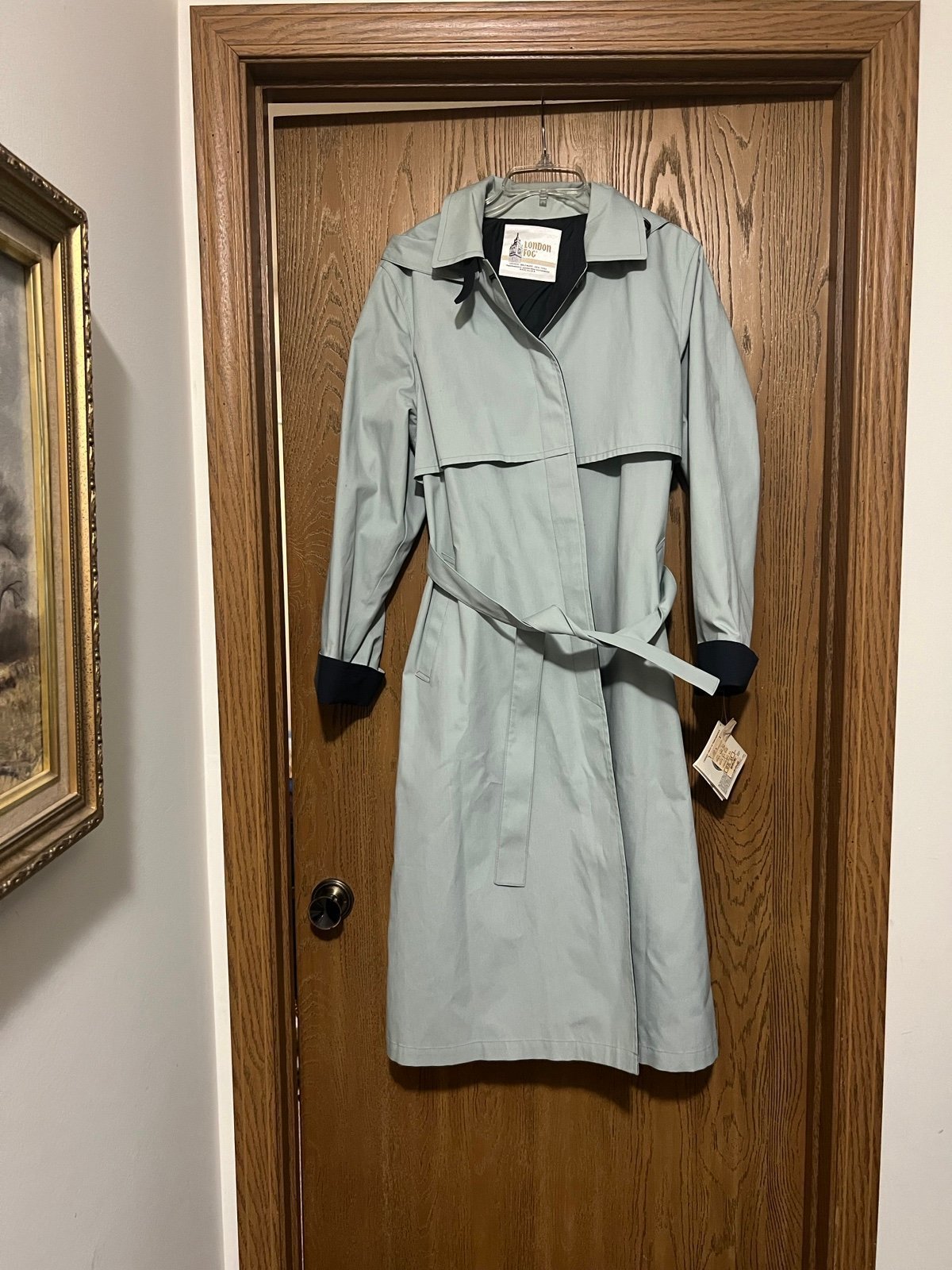 Light Blue & Navy London Fog Women sz 14P trench coat