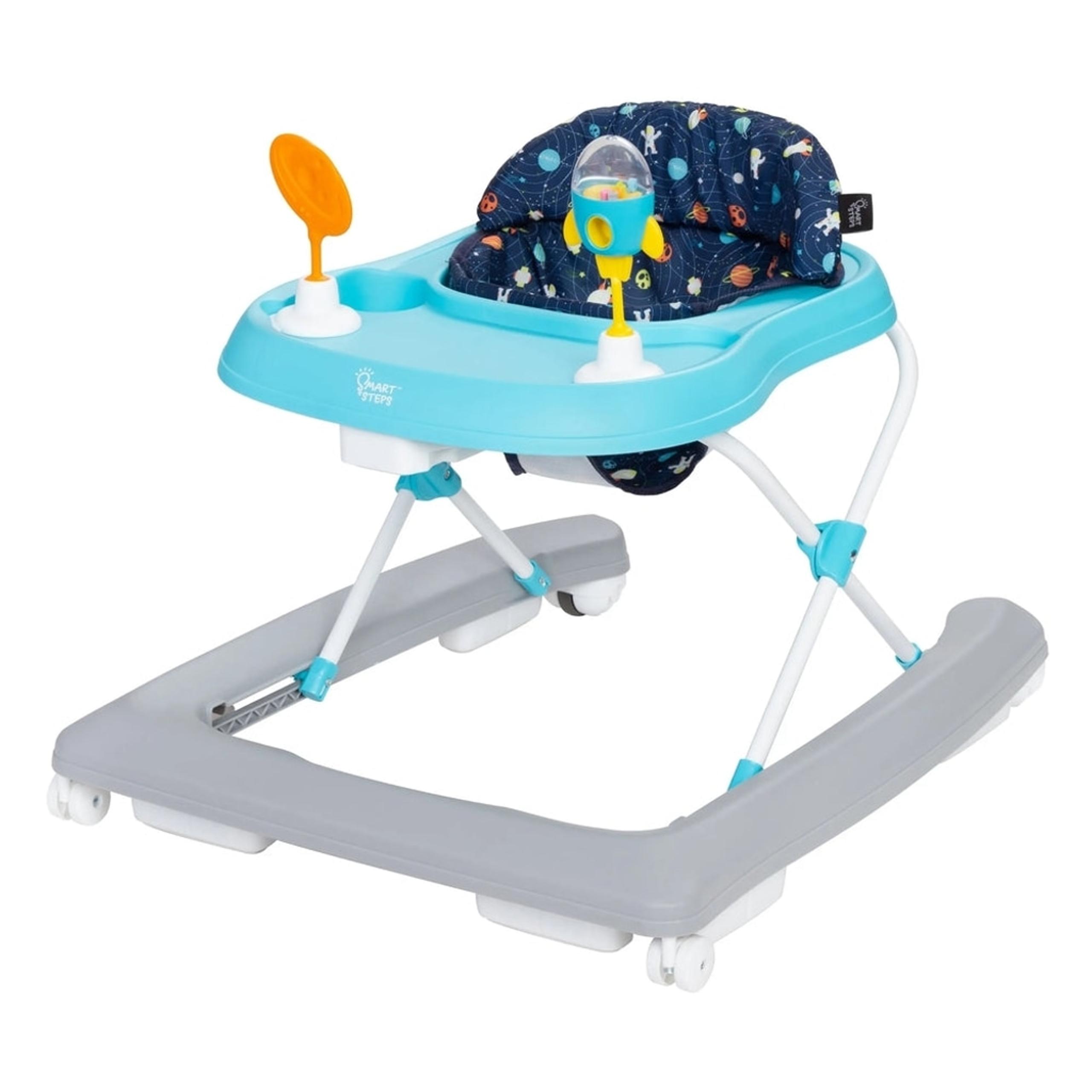 Blue and Gray Baby Walker with Interactive Toys