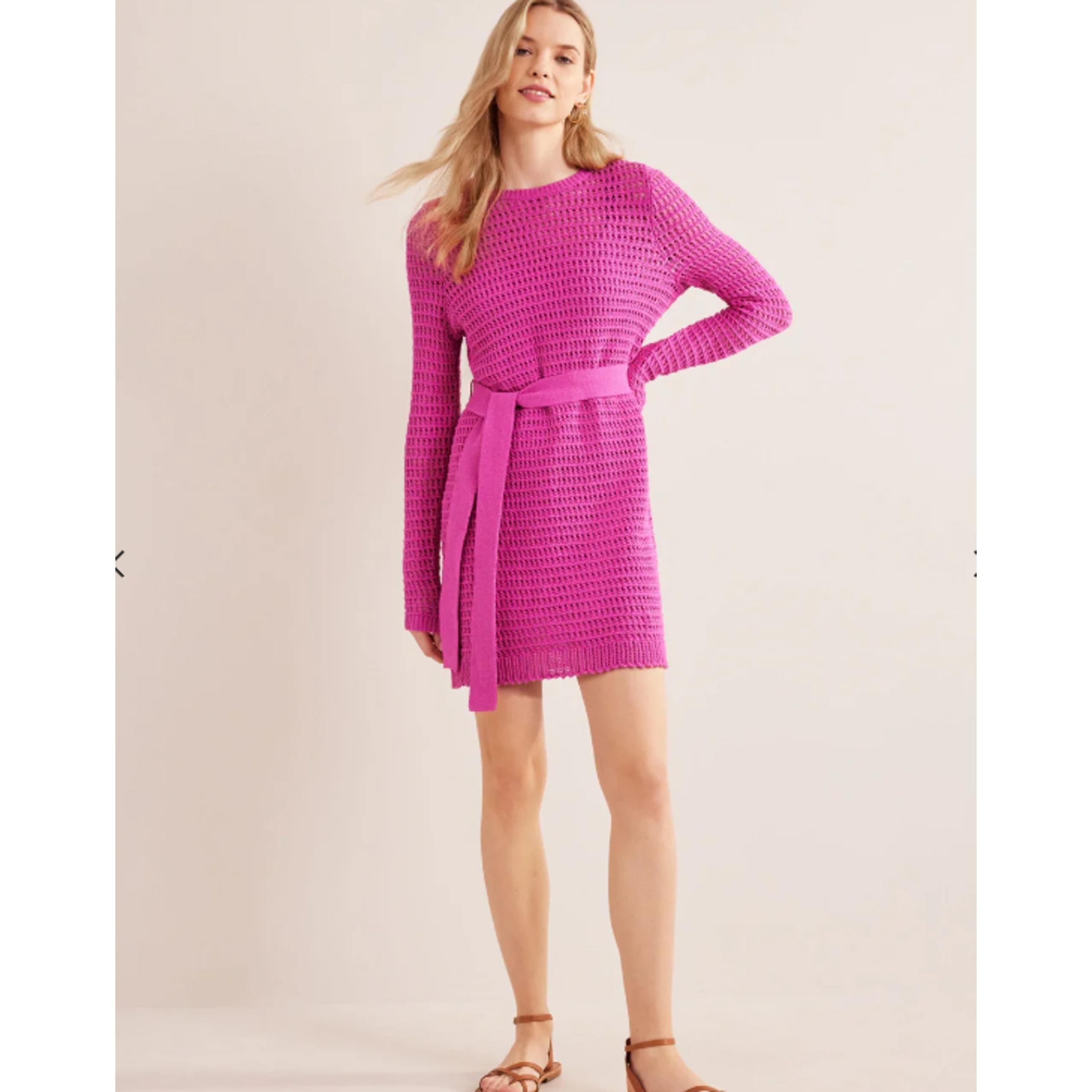 Boden Womens Rose Violet Crochet Knit Dress US Size 10 missing belt and cami