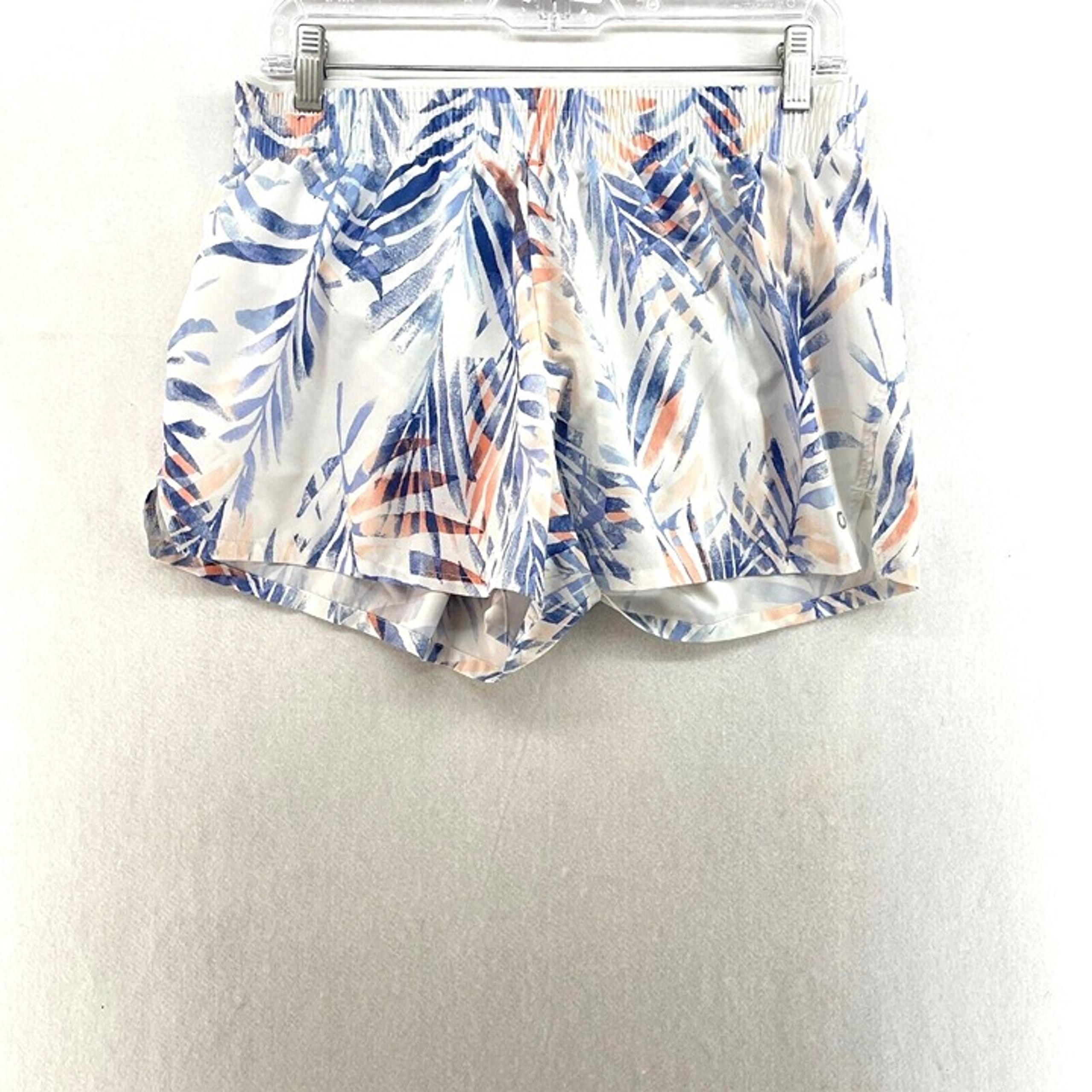 Gap Athletic Shorts Women's Sz M Blue White Tropical Palm Leaf Elastic Waist
