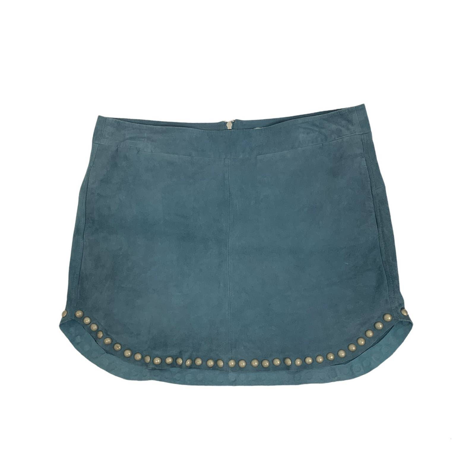 Karina Grimaldi Lamb Suede Studded Mini Skirt