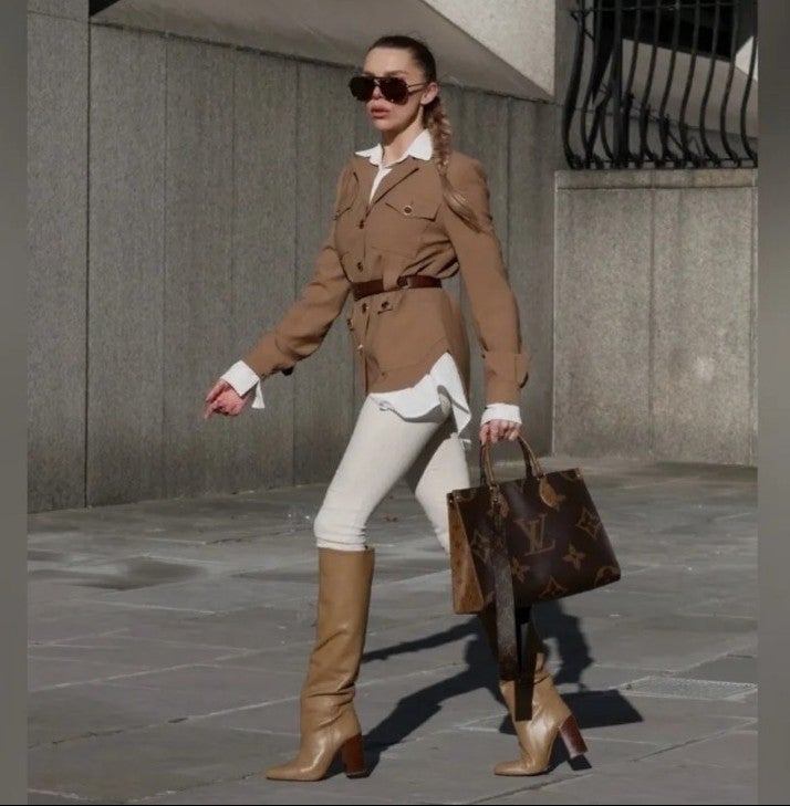ZARA NWT Sz US 10 Camel LEATHER High HEELED Boots NEW BLOGGER'S FAVORITE