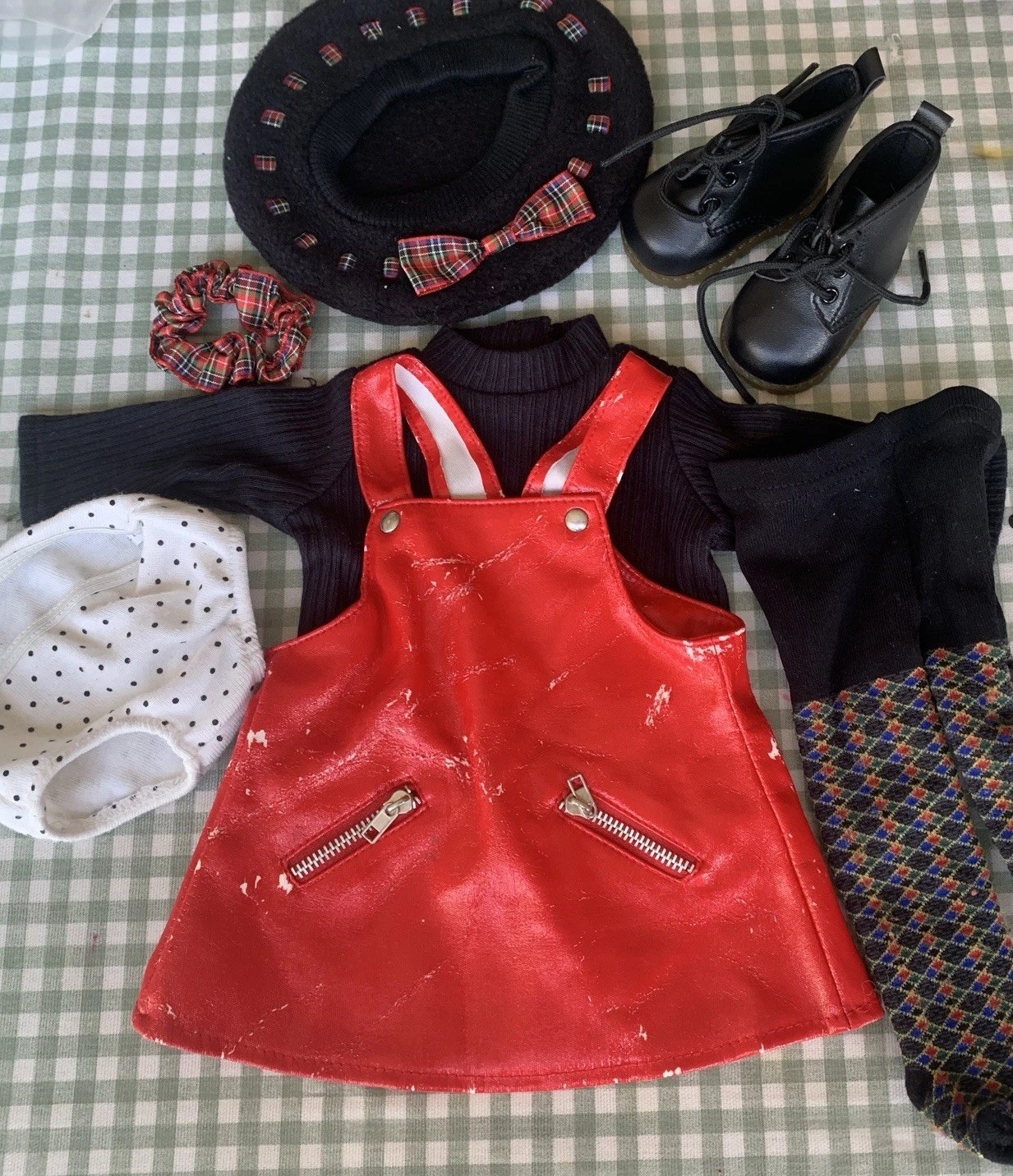 Pleasant Company American Girl Today Red VINYL JUMPER MEET OUTFIT - AMAZING