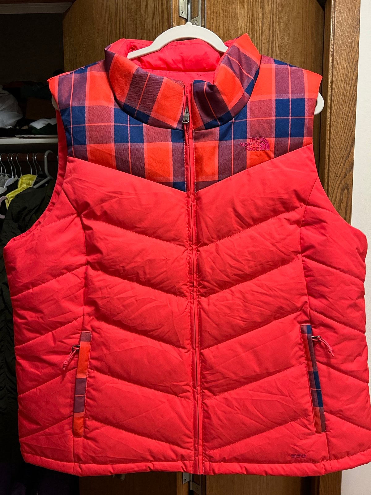 THE NORTH FACE Sheka Plaid RTO 550 Fill Goose Down Womens Vest Size 2XL