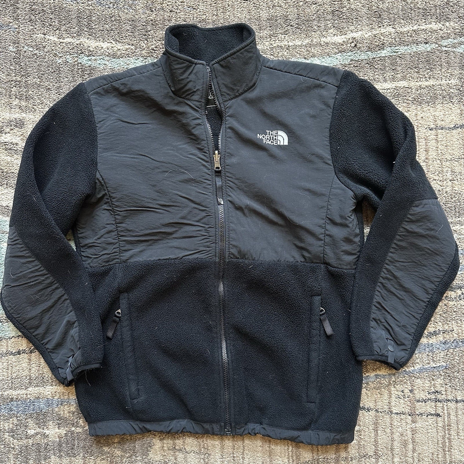 Women's The North Face TNF Black Full Zip Up Denali Fleece Bomber Jacket Sz S