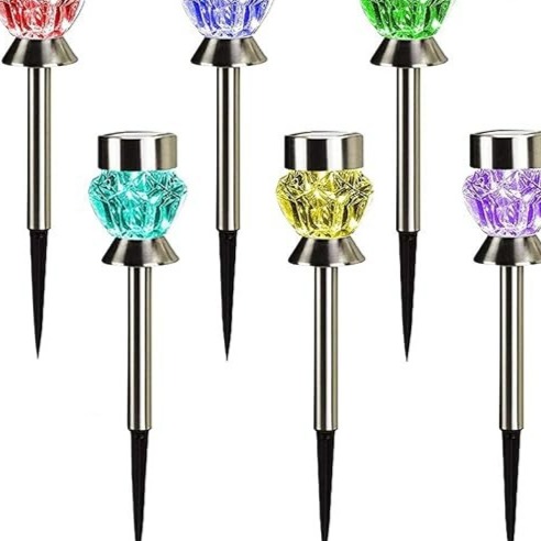 6 Pack Solar Garden Lights, Color Changing LED Landscape Solar Lights