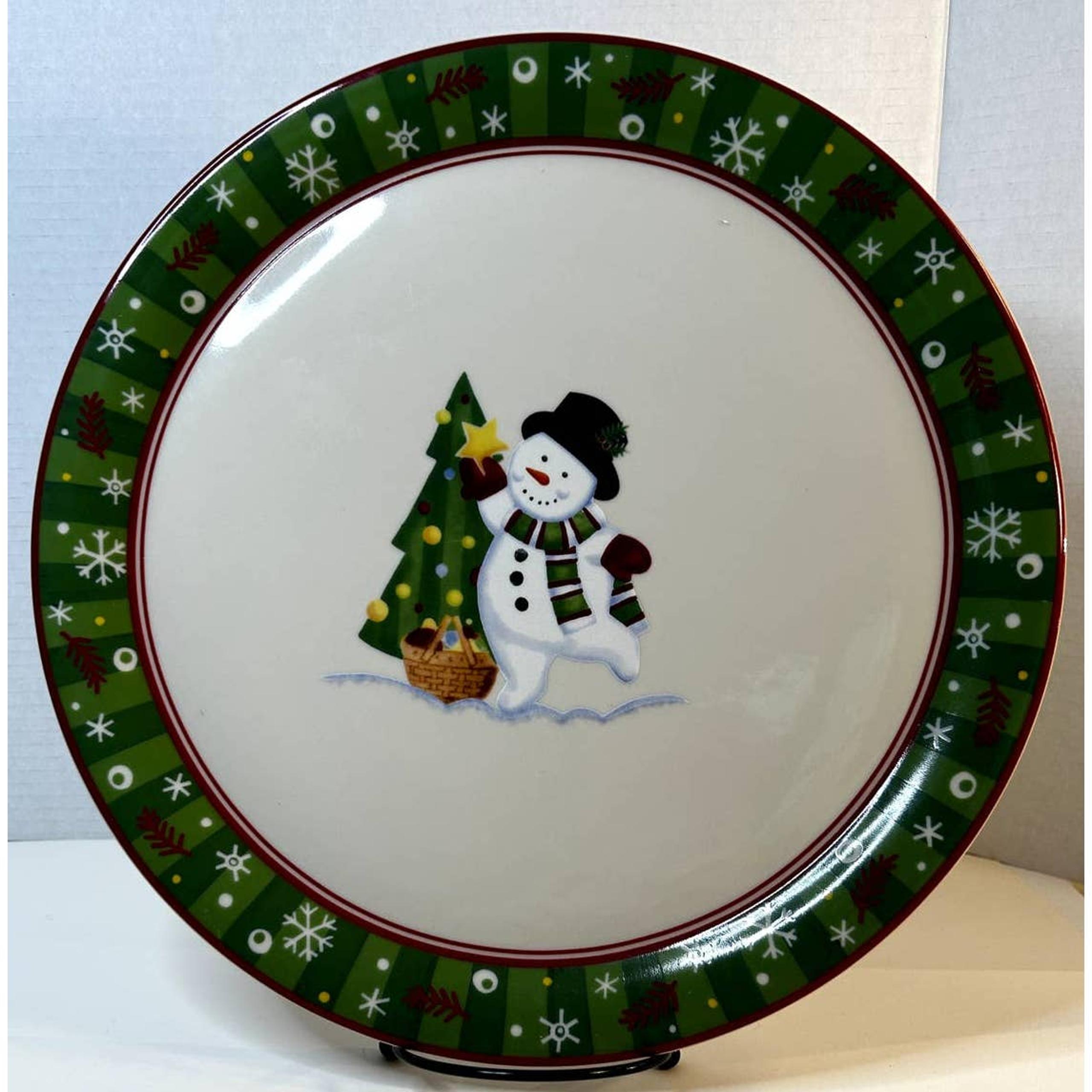 Longaberger Pottery Bluster The Snowman Holiday 12" Serving Platter Discontinued