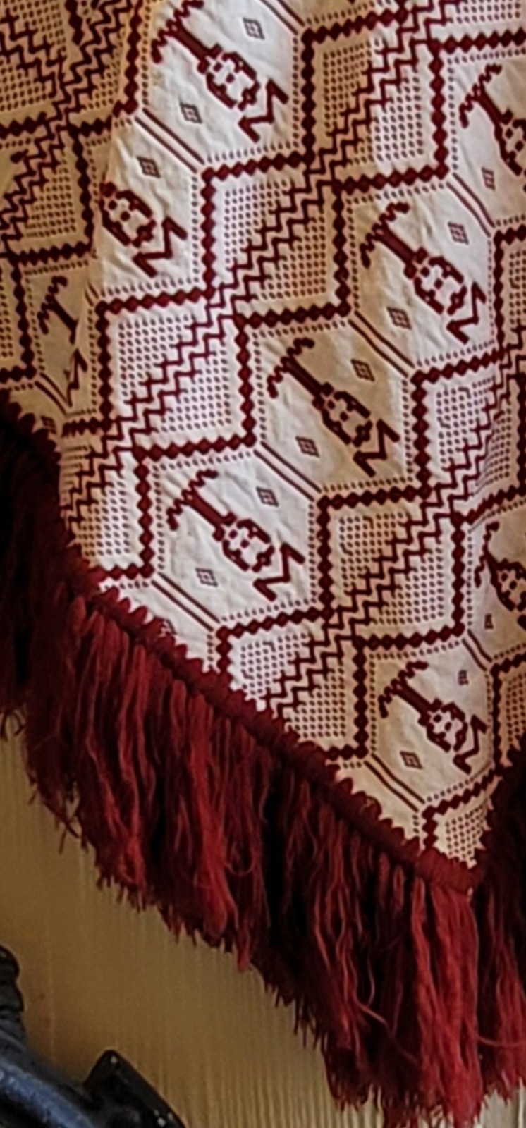 Maroon & White Texas A&M University Poncho Vintage Antique 40s TAMU