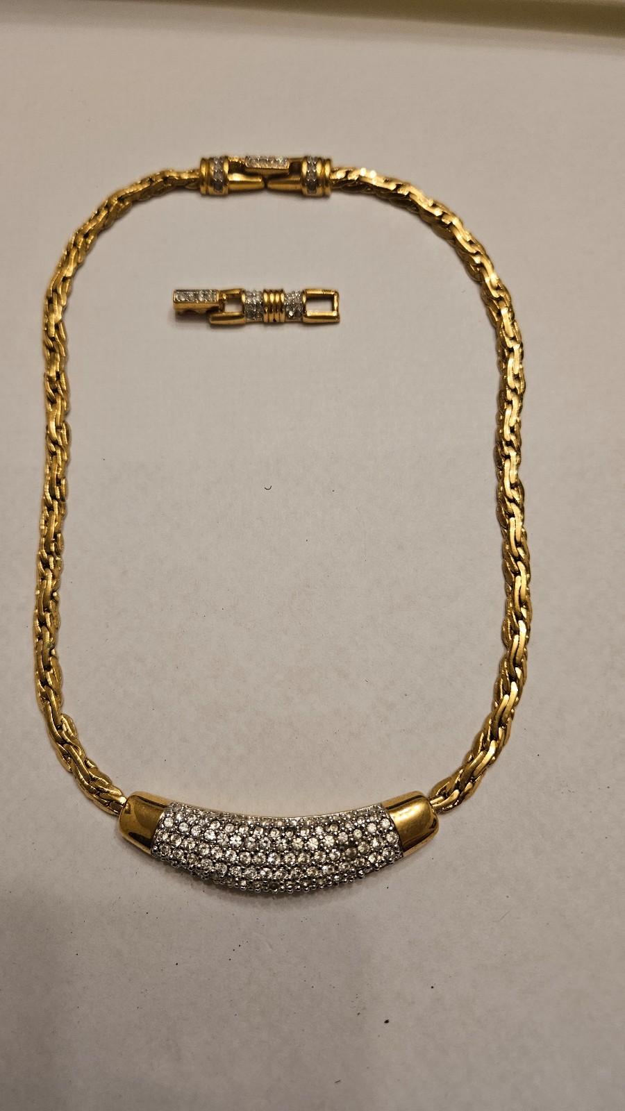 Vintage Swarovski Gold Tone Pave Dome Rhinestone Collar Choker Necklace