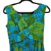 Vintage 70's Hostess Dress M Maxi Hawaiian Cover Button Peplum Green Blue Floral