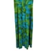 Vintage 70's Hostess Dress M Maxi Hawaiian Cover Button Peplum Green Blue Floral