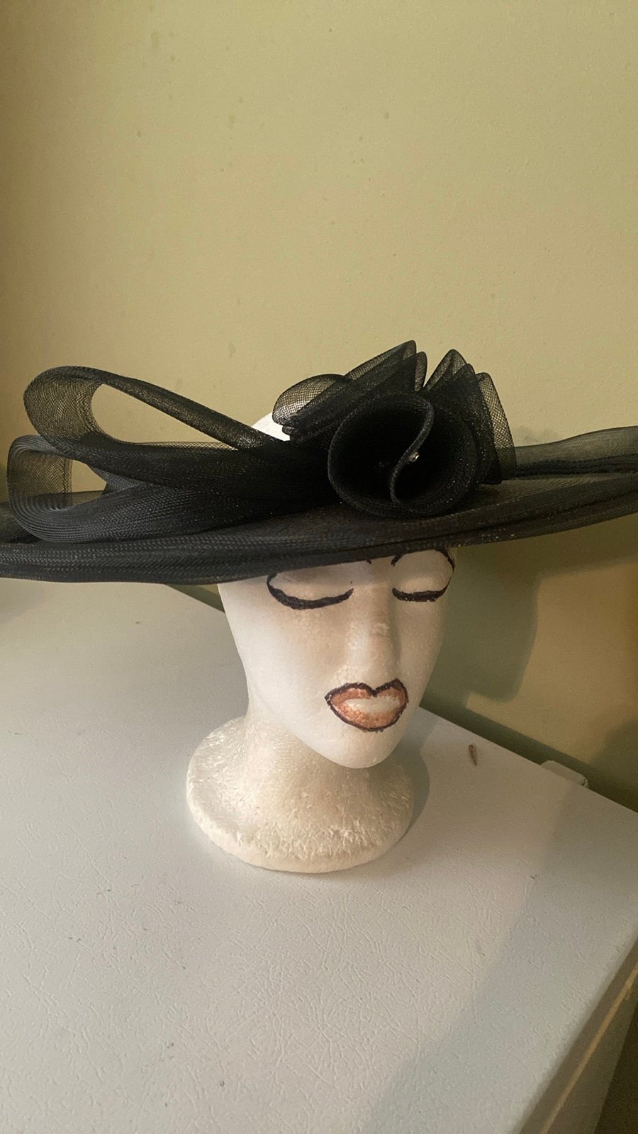 Beautiful Black Open Crown Church Dress Hat by J F Y NY