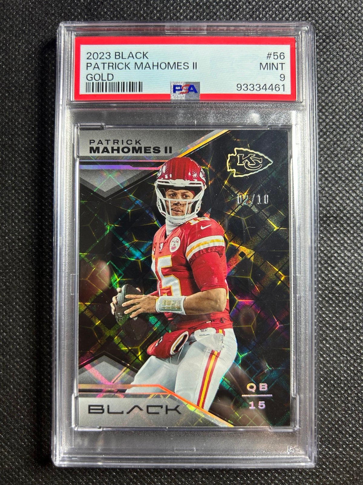 2023 Panini Black Football #56 Patrick Mahomes ll Gold /10 SSP PSA 9 MINT Chiefs