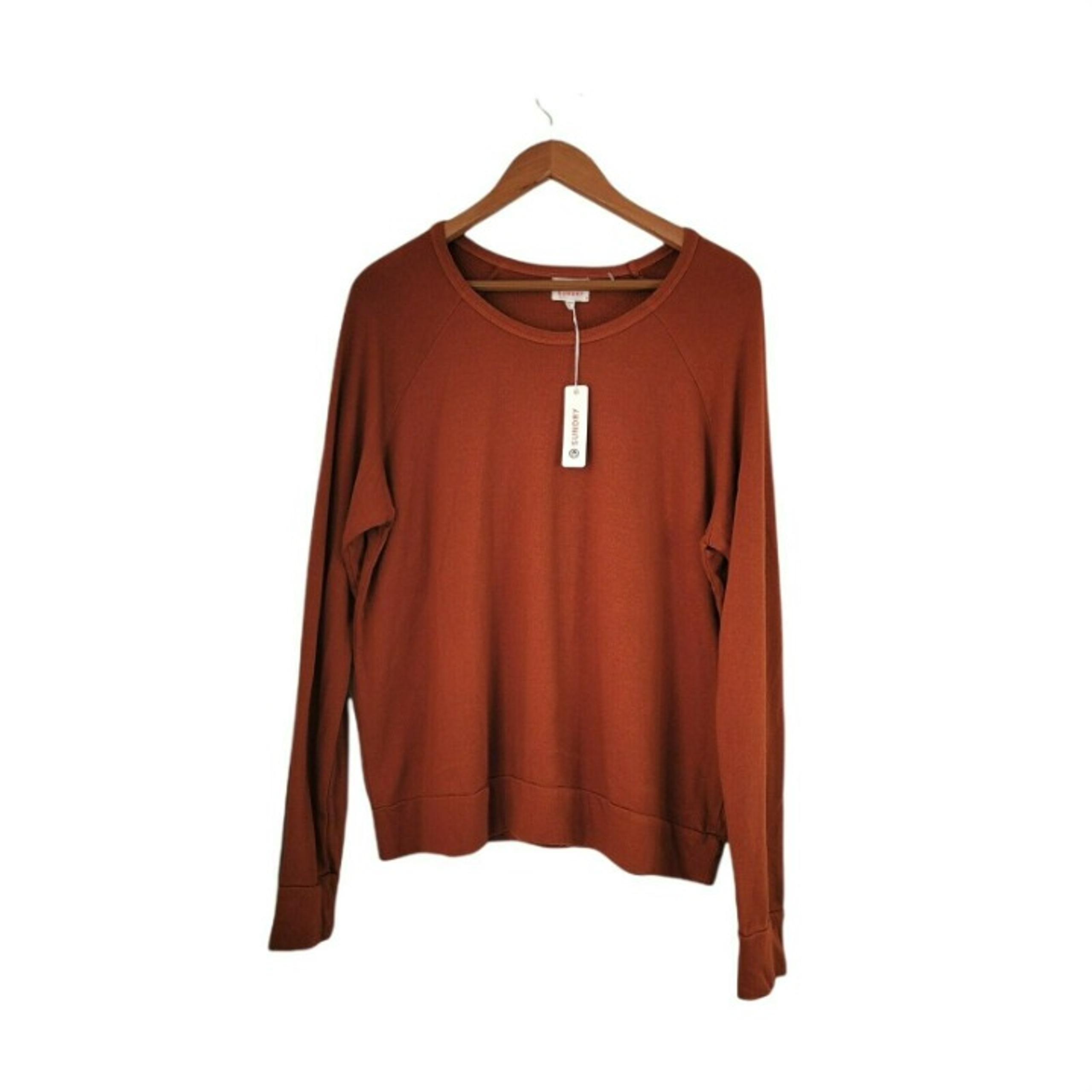 Sundry Sweatshirt size 4 Pullover Long Sleeve Sweater Brown crew neck women's