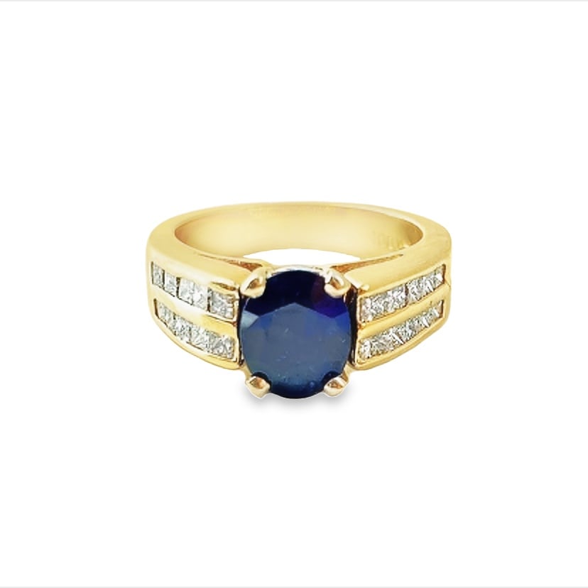 14K Yellow Sapphire and Diamond Ring