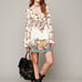 Free People Chinoise White Floral Print Boho Gypsy Festival Mini Dress Tunic