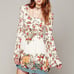 Free People Chinoise White Floral Print Boho Gypsy Festival Mini Dress Tunic
