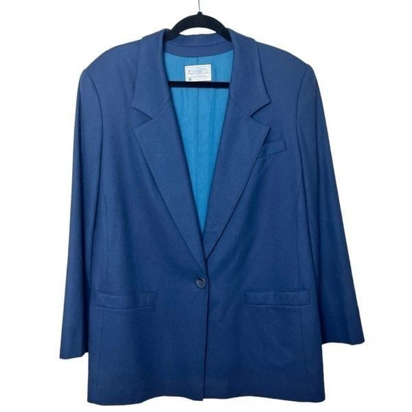 Vintage Pendleton Women's Classic Wool Single Button Blazer Blue