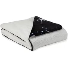 Victoria's Secret Blanket Fashion Show Sherpa Black Stars Print Blue