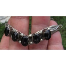 Vintage Sterling silver Southwestern Black onyx Cuff bracelet