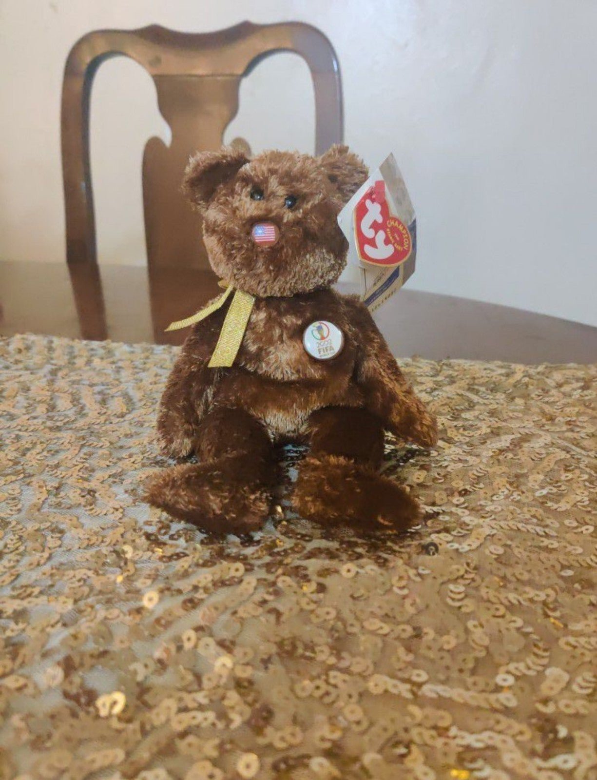 RARE CHAMPION 2002 KOREA JAPAN FIFA WORLD CUP BEANIE BABIES BEAR!!!!!