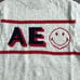 AMERICAN EAGLE Smiley Mock Neck Sweater Size Medium Gray Logo Soft Knit NWT