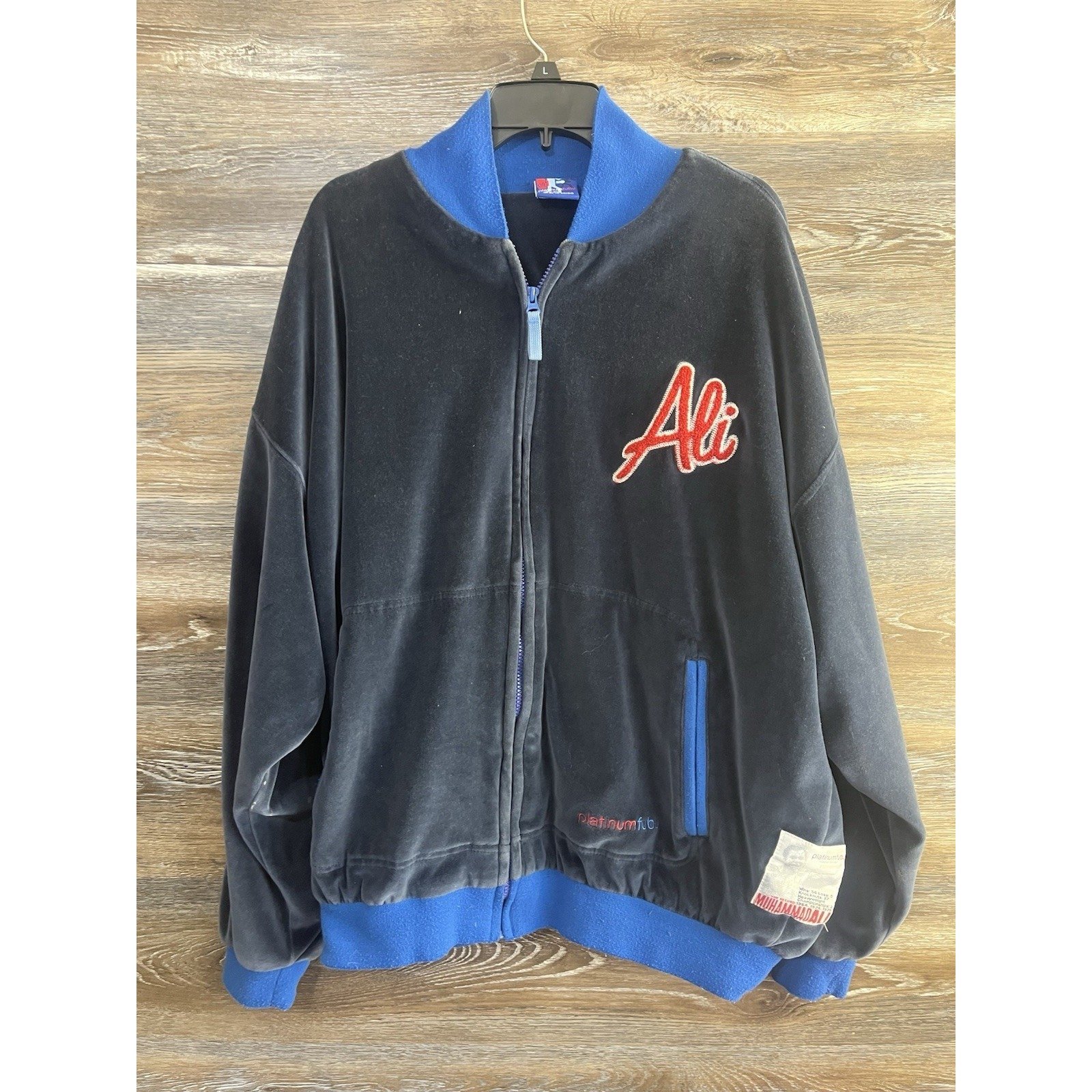 Vintage Platinum FUBU Muhammed Ali Blue Velour Full Zip Jacket | XXL