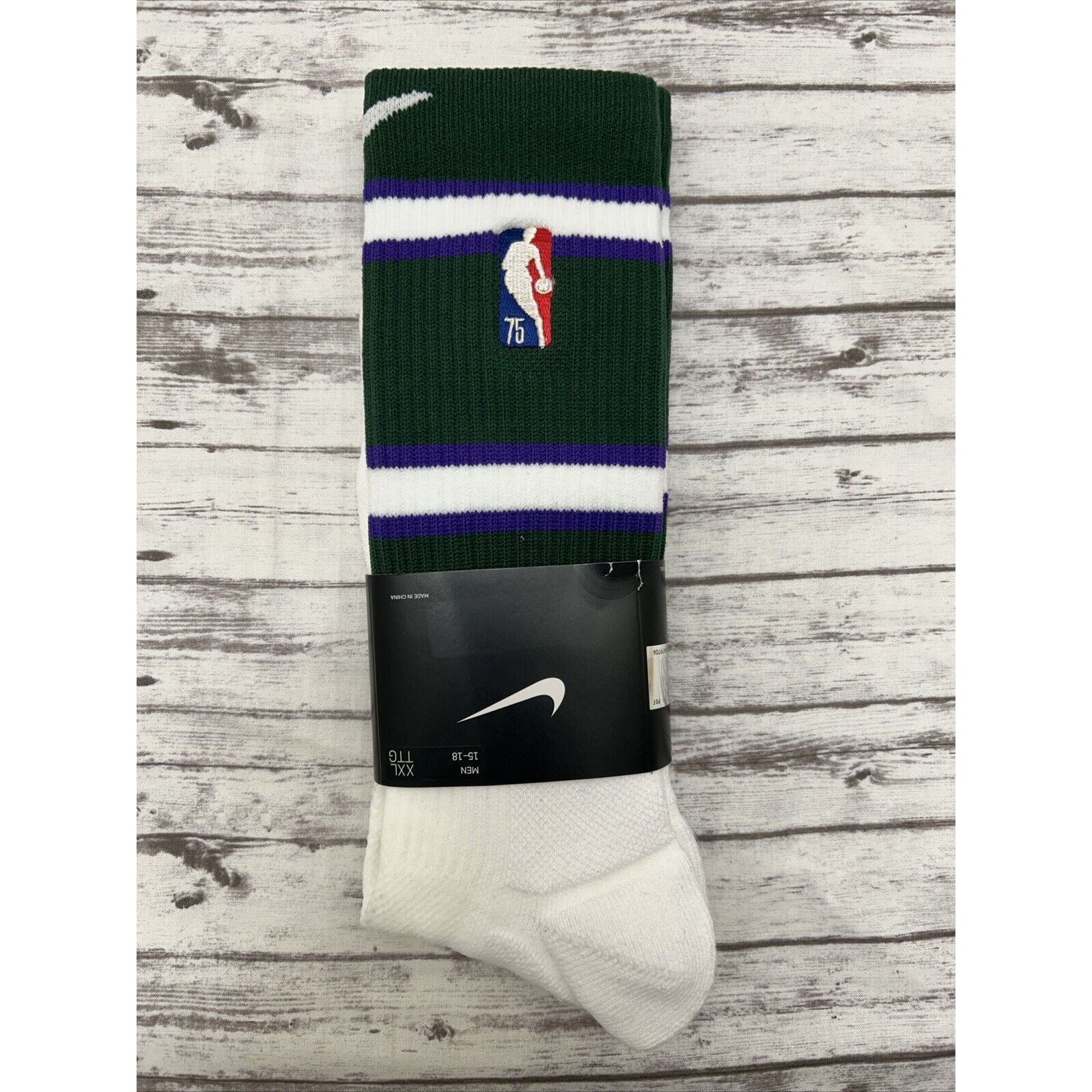 Nike NBA 75 Milwaukee Bucks City Edition Elite Crew Socks Men's 2XL PAA822-100