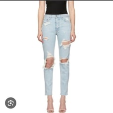 GRLFRND Karolina Light Wash Distressed High-rise Cropped Denim Jeans size 29