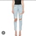 GRLFRND Karolina Light Wash Distressed High-rise Cropped Denim Jeans size 29