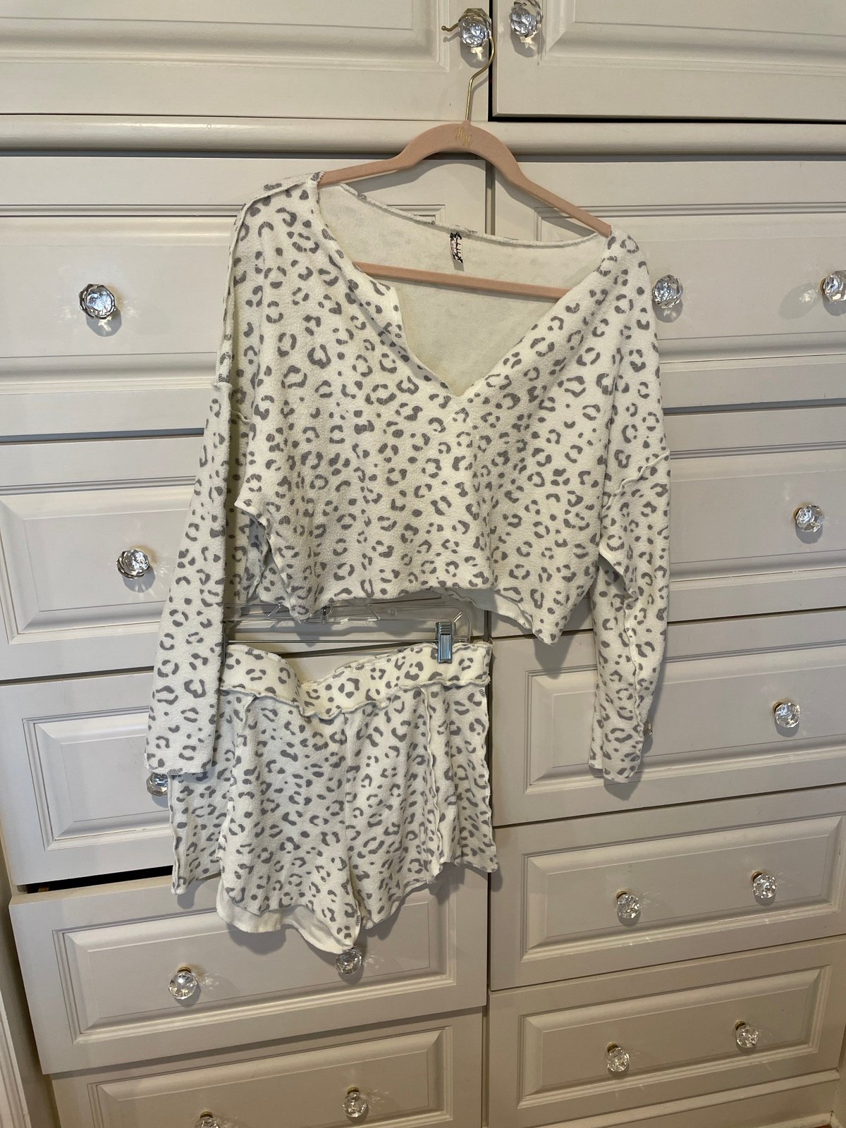 Intimately Free People 2 piece small set rain check animal ivory banana split